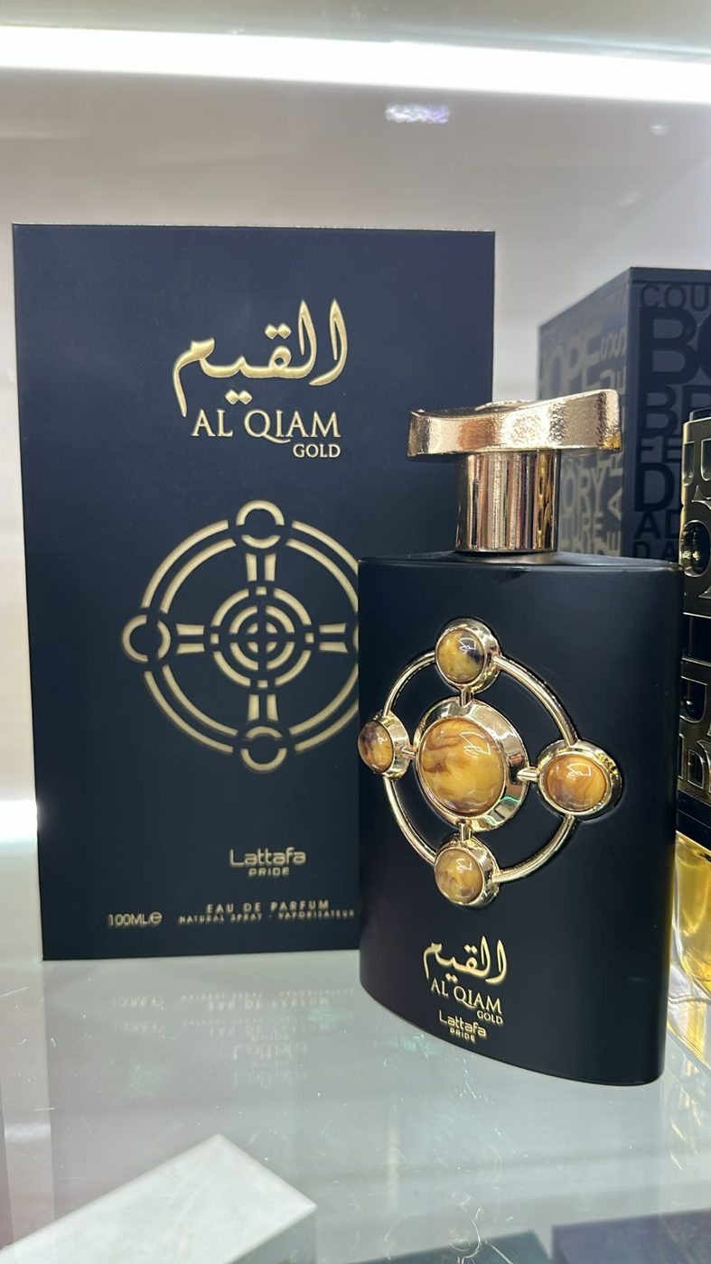 Perfume árabe Eclaire em frasco dourado texturizado